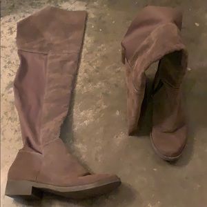 Brown, thigh high boots